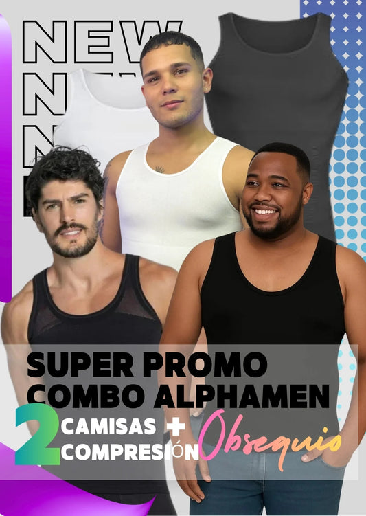 PACK 2 CAMISILLAS ALPHAMEN COMPRESSION COMBO PREMIUN FIGURA TOTAL + OBSEQUIO